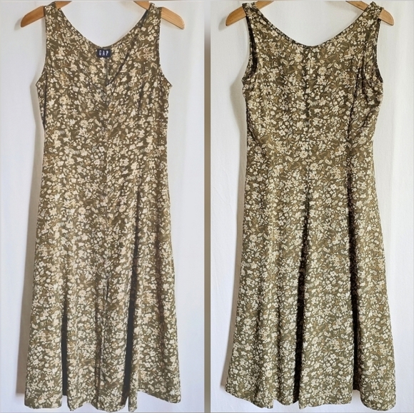 GAP Green Floral Sleeveless Midi Dress - Picture 8 of 16